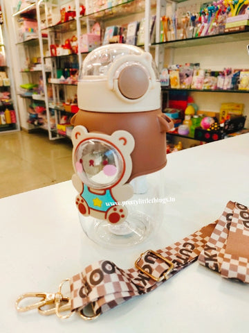 Bunny, Teddy Water Bottle with Straw & Strap