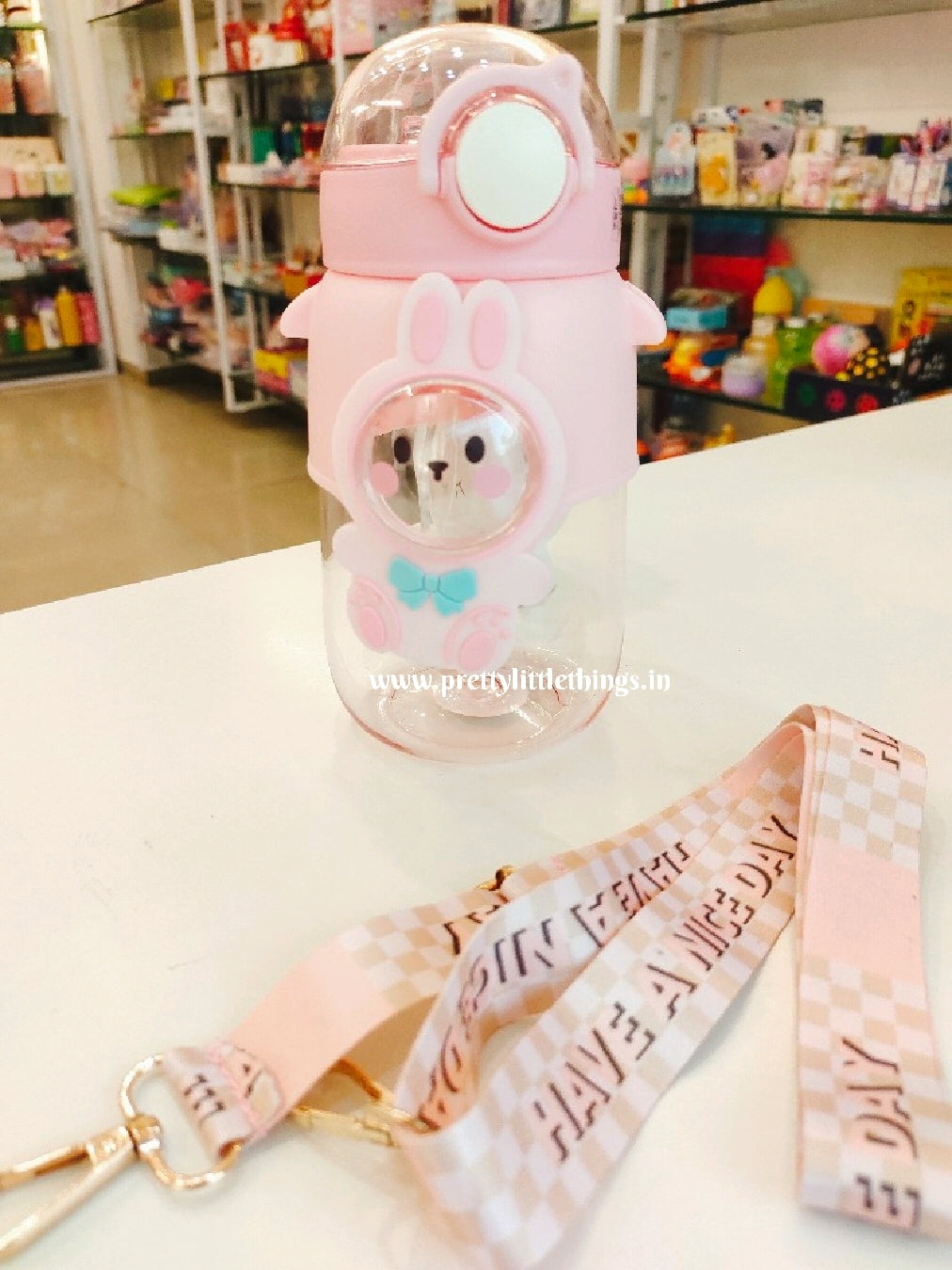 Bunny, Teddy Water Bottle with Straw & Strap