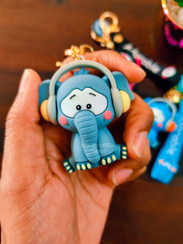 Panda / Elephant in Headphone Keychain