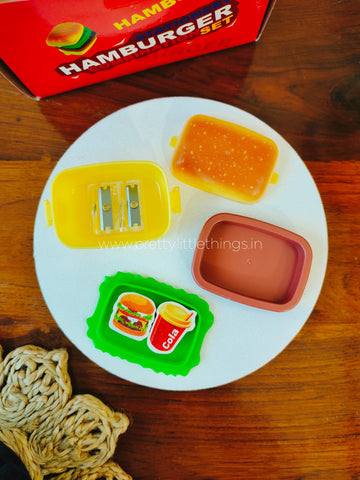 Burger shape Sharpeners with Erasers