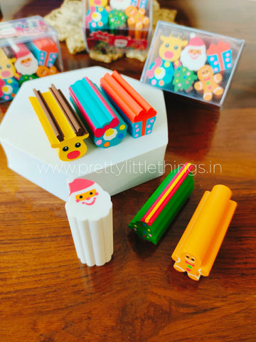 Christmas Characters Log Erasers Pack