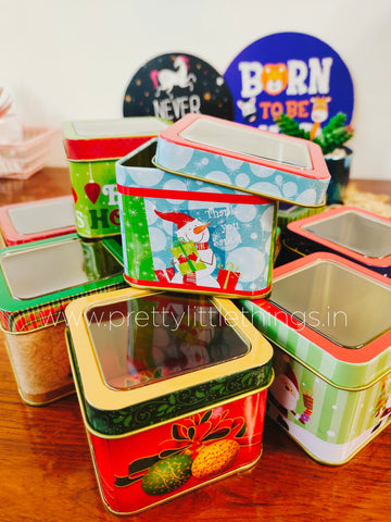 Christmas Transparent Cube Tin Box
