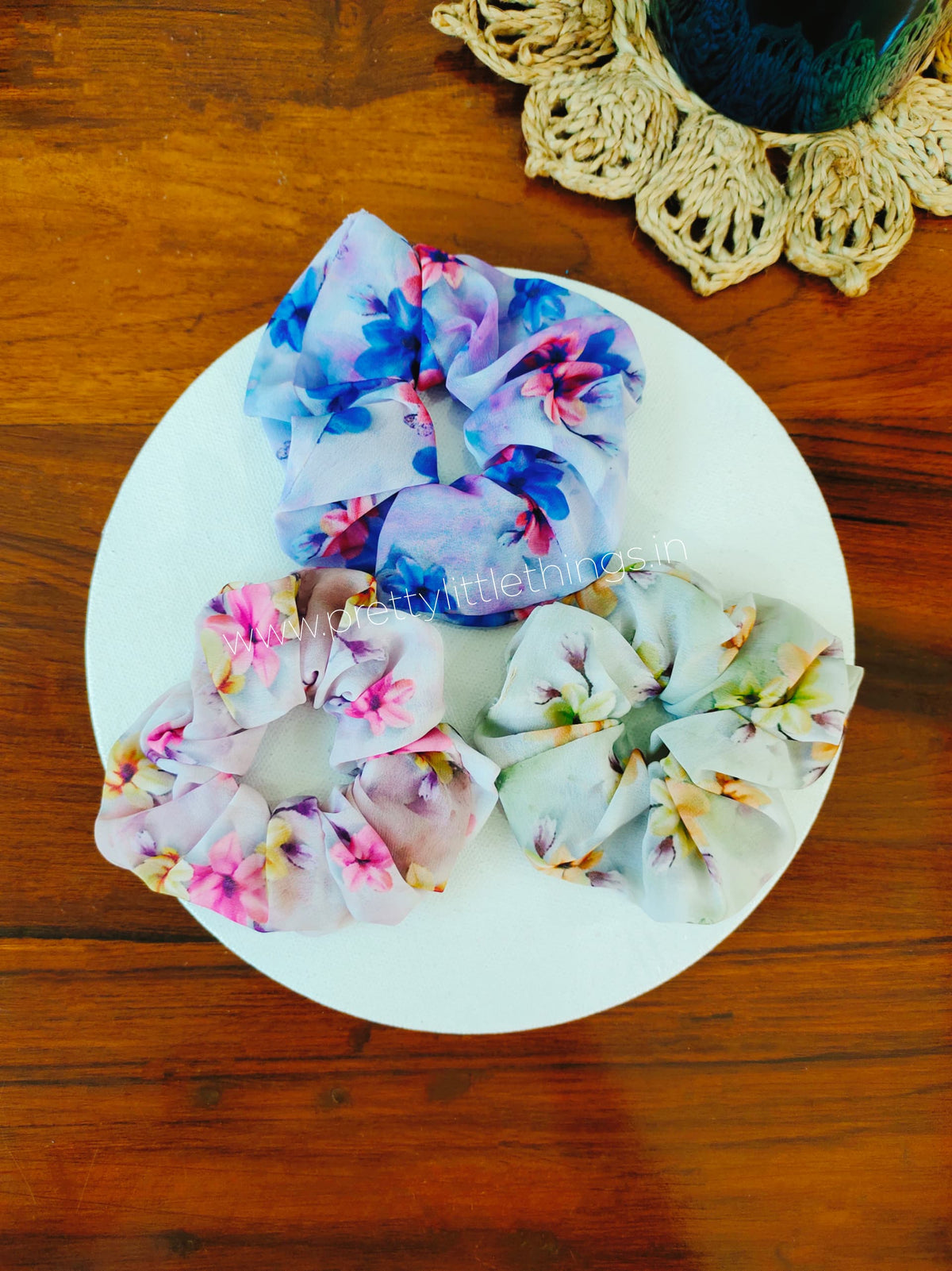 Digital Floral Print Scrunchies Big