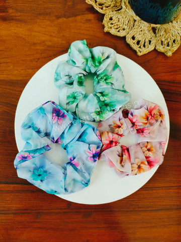 Digital Floral Print Scrunchies Big