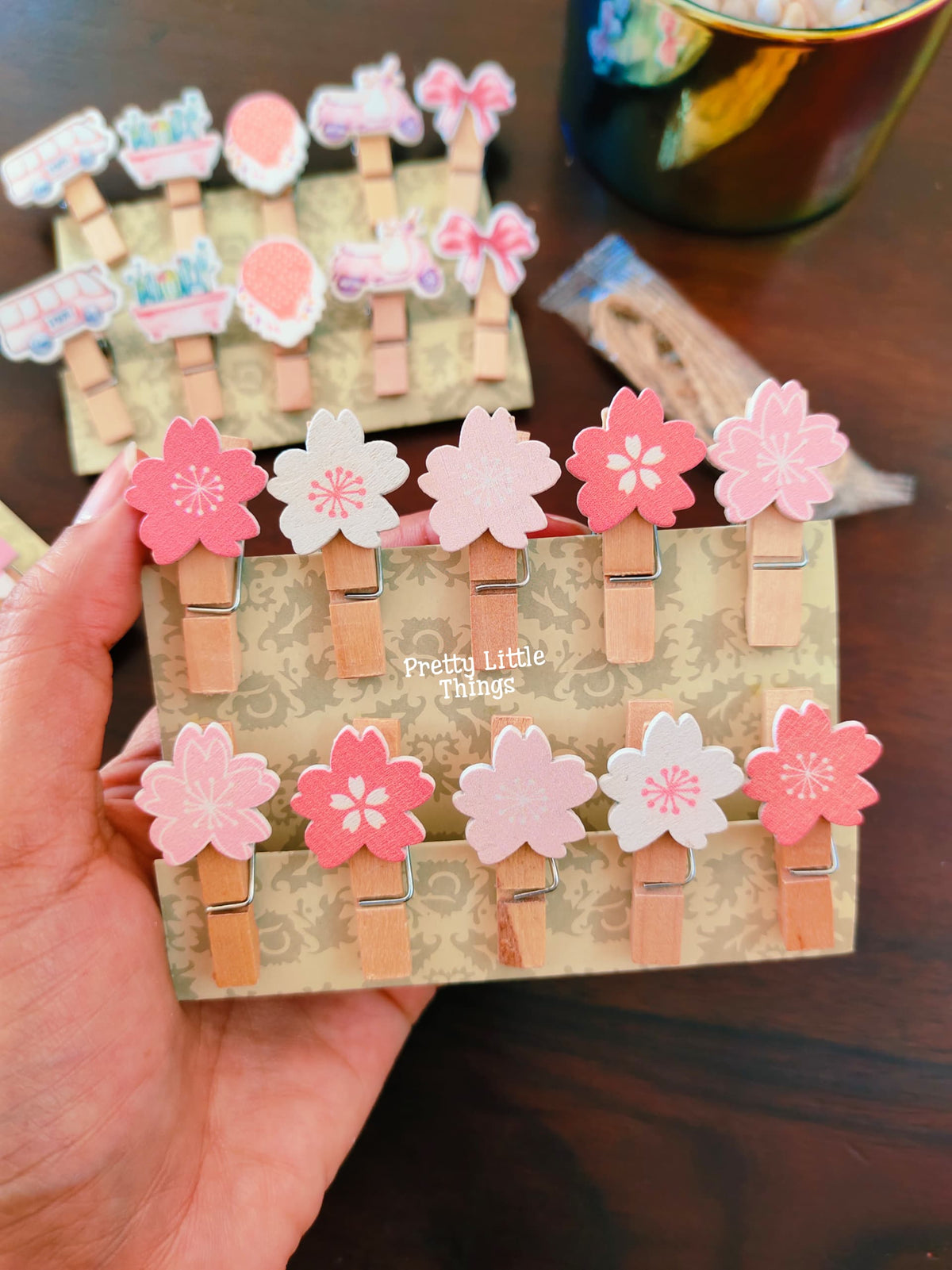 Sakura Flowers Style Wooden Paper Clips Pack