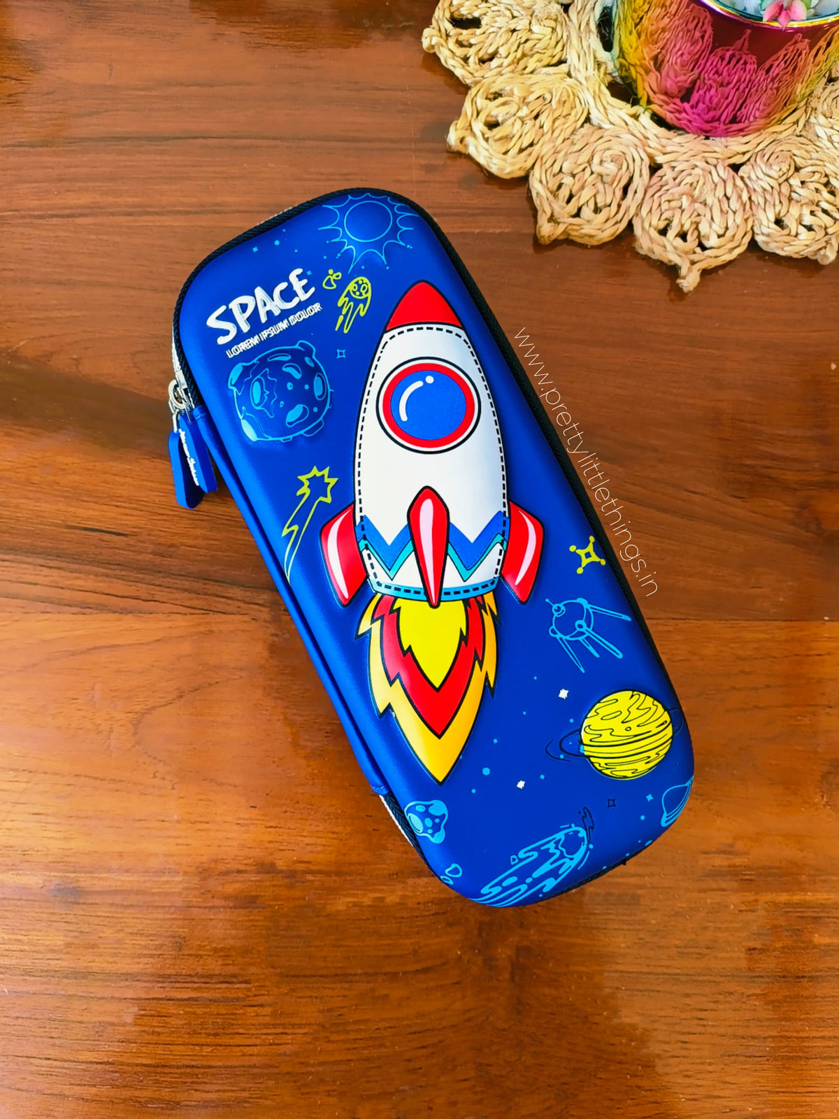 Rocket Double Zip Stationery Pouch