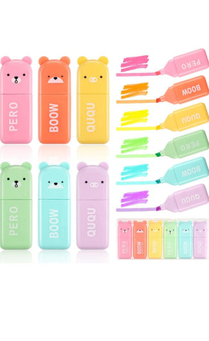 Cute Bear Fluorescent Highlighters Pack