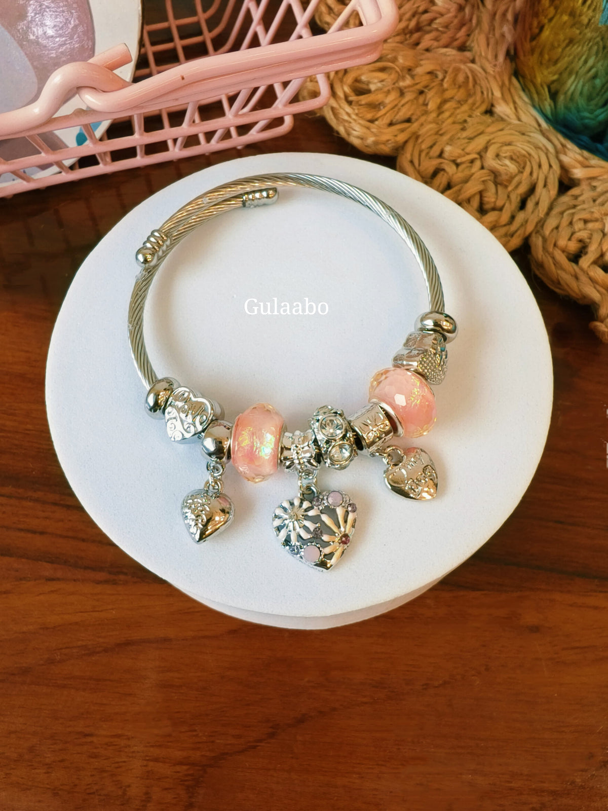 Colorful Hearts Charm Kada Bracelet