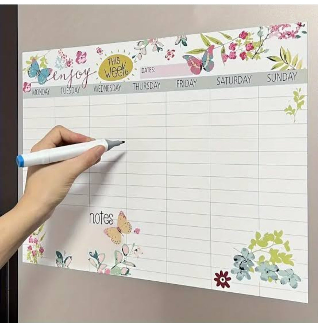 Magnetic Re-Useable Weekly Planner (Floral)