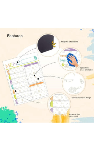 Magnetic Re-Useable Menu and Groceries Planner