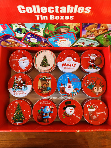 Christmas Round Storage Tin Box