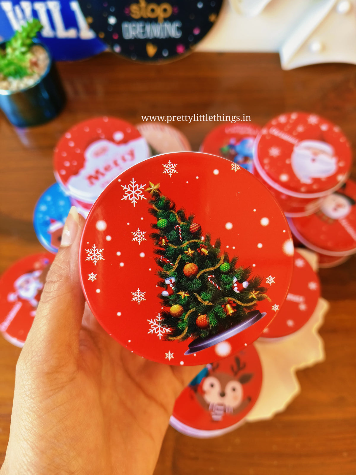 Christmas Round Storage Tin Box