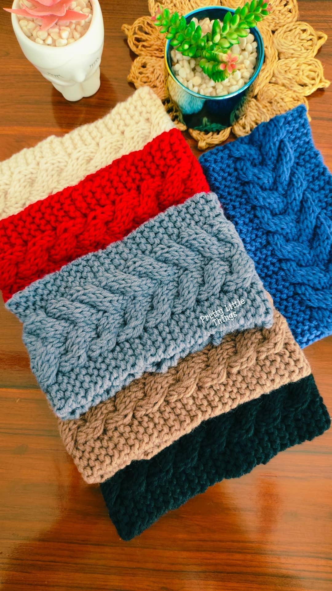 Knitted Winter Ear Warmer - Zigzag Style