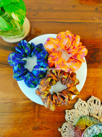 Floral Print Scrunchies