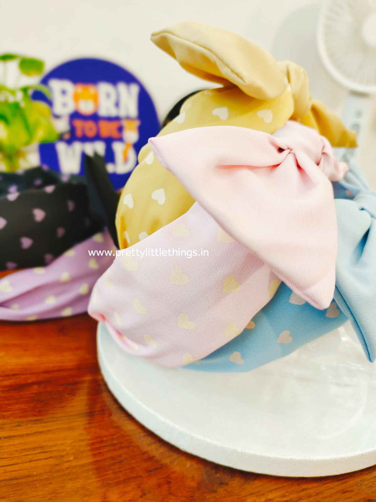 Hair Bands Knot n Bow Style with Hearts Print