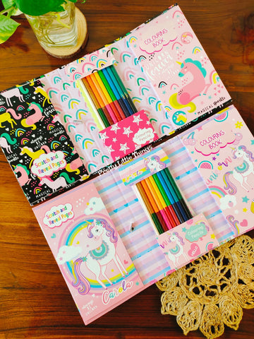 Coloring Book Set with Scratch Paper Pack