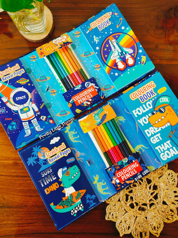 Coloring Book Set with Scratch Paper Pack